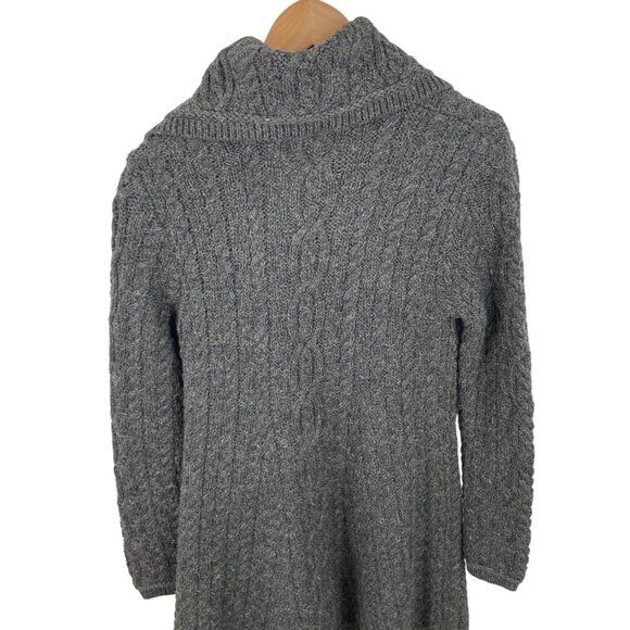 Irish Crafts Gray Cable Knit Long Button Up Cardigan Sweater Womens Size Small - Picture 7 of 9